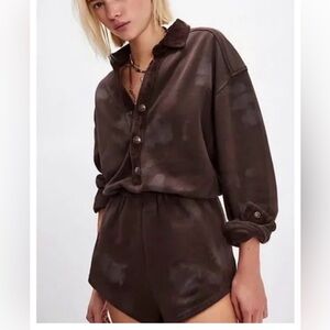 Free People Brown camouflage romper